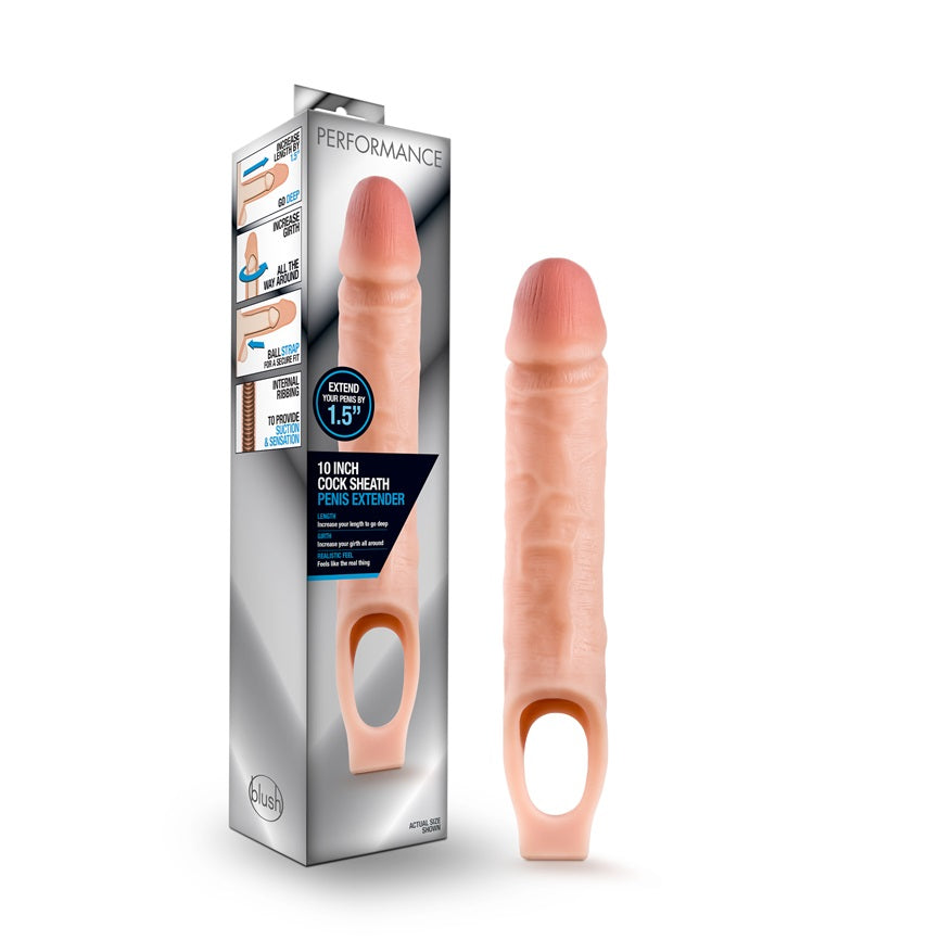 Performance 10in Cock Sheath Penis Extender Vanilla