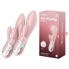 Satisfyer Air Pump Bunny 3 USB Rechargeable INFLATABLE Rabbit Vibrator - Pink