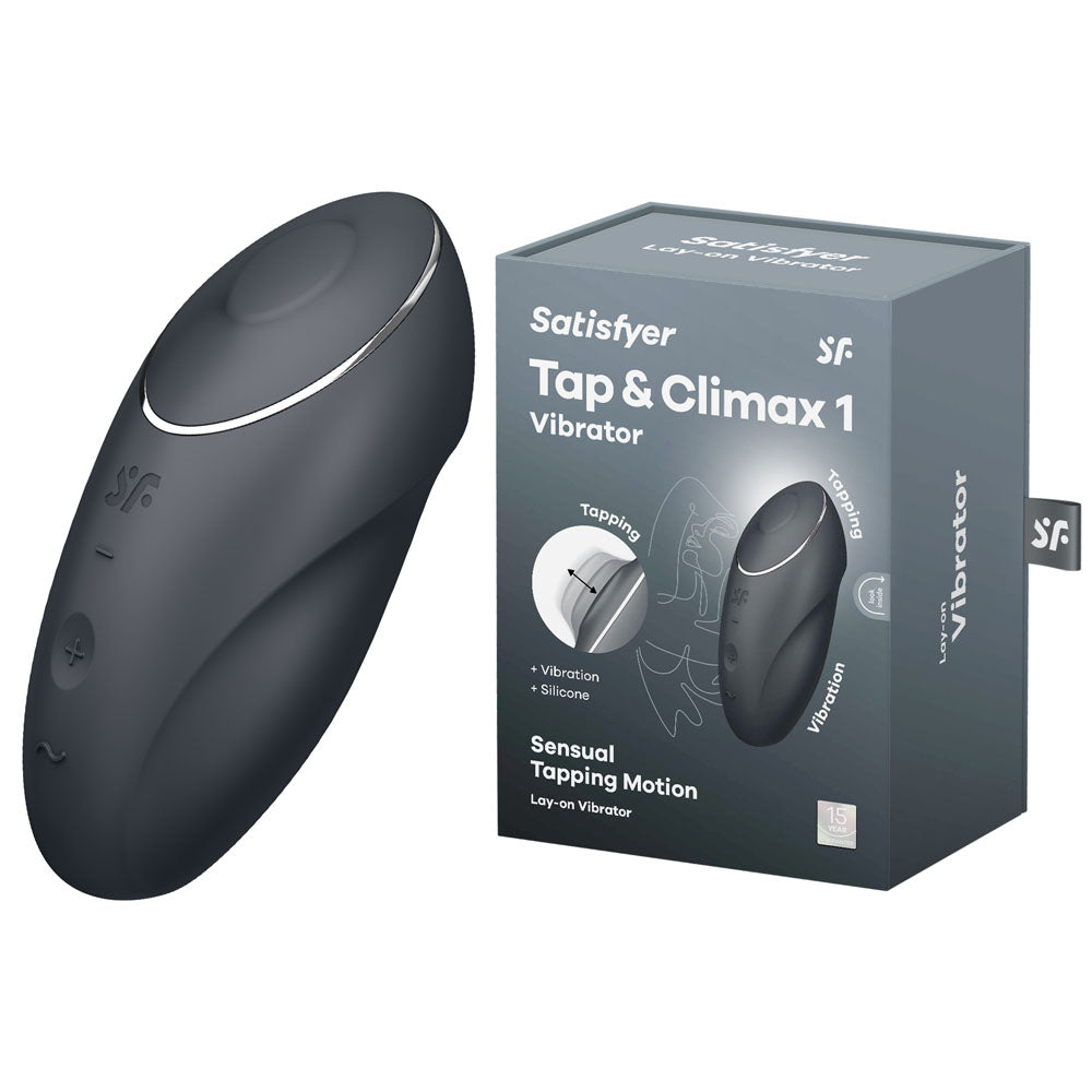 Satisfyer Tap & Climax 1 Waterproof Lay On Vibrator - Dark Grey