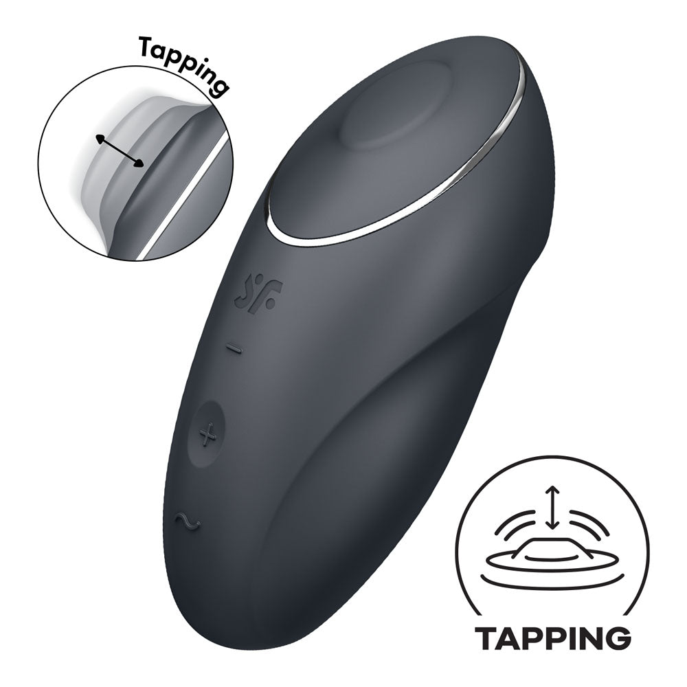 Satisfyer Tap & Climax 1 Waterproof Lay On Vibrator - Dark Grey