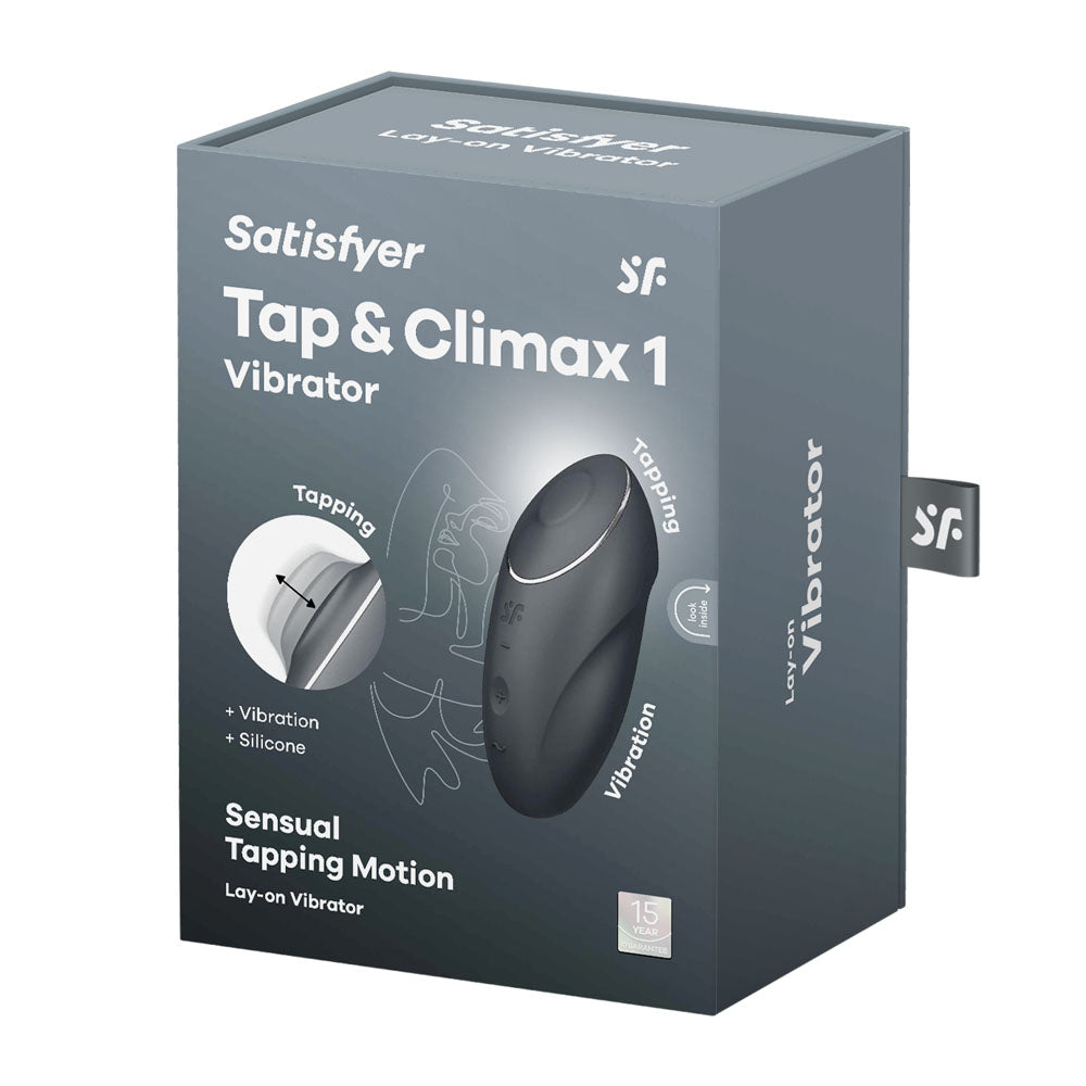 Satisfyer Tap & Climax 1 Waterproof Lay On Vibrator - Dark Grey