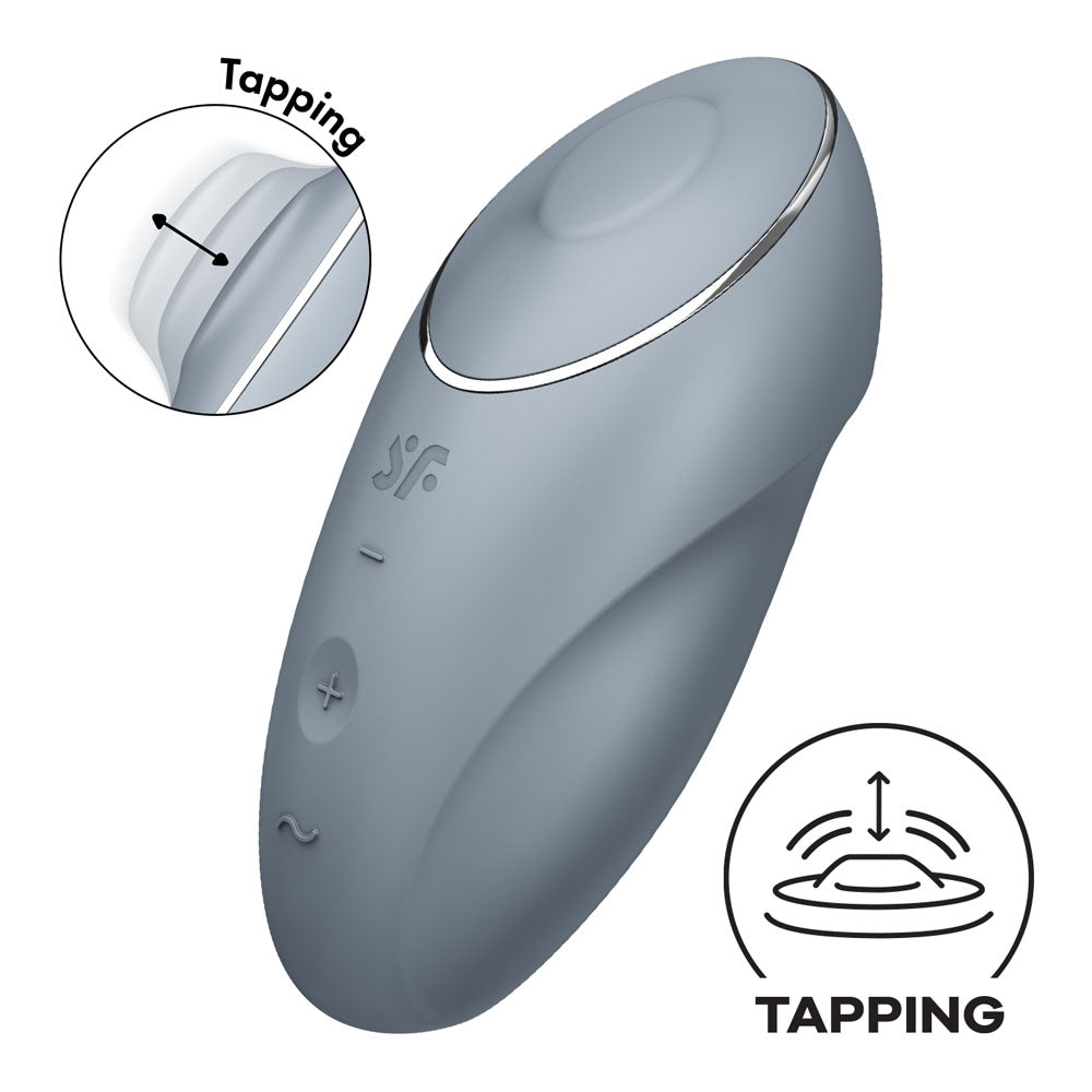 Satisfyer Tap & Climax 1 Waterproof Lay On Vibrator - Blue Grey