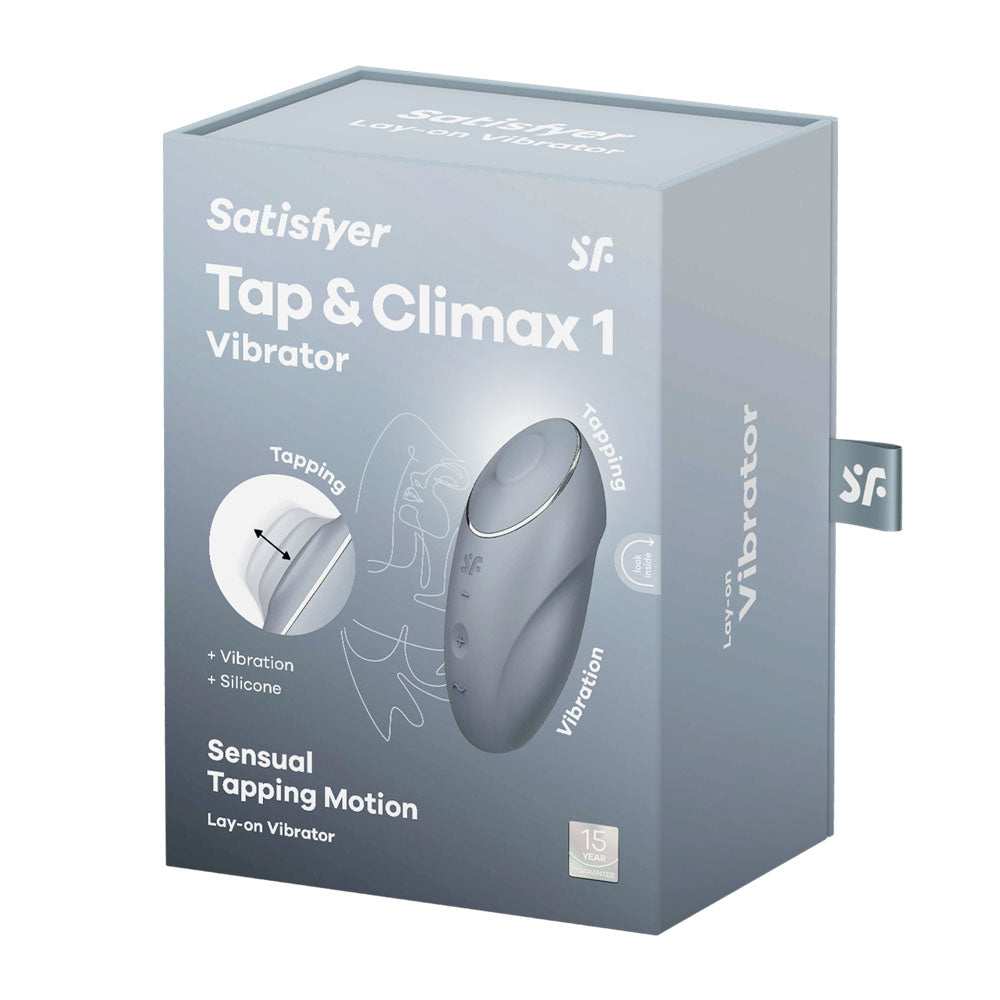 Satisfyer Tap & Climax 1 Waterproof Lay On Vibrator - Blue Grey