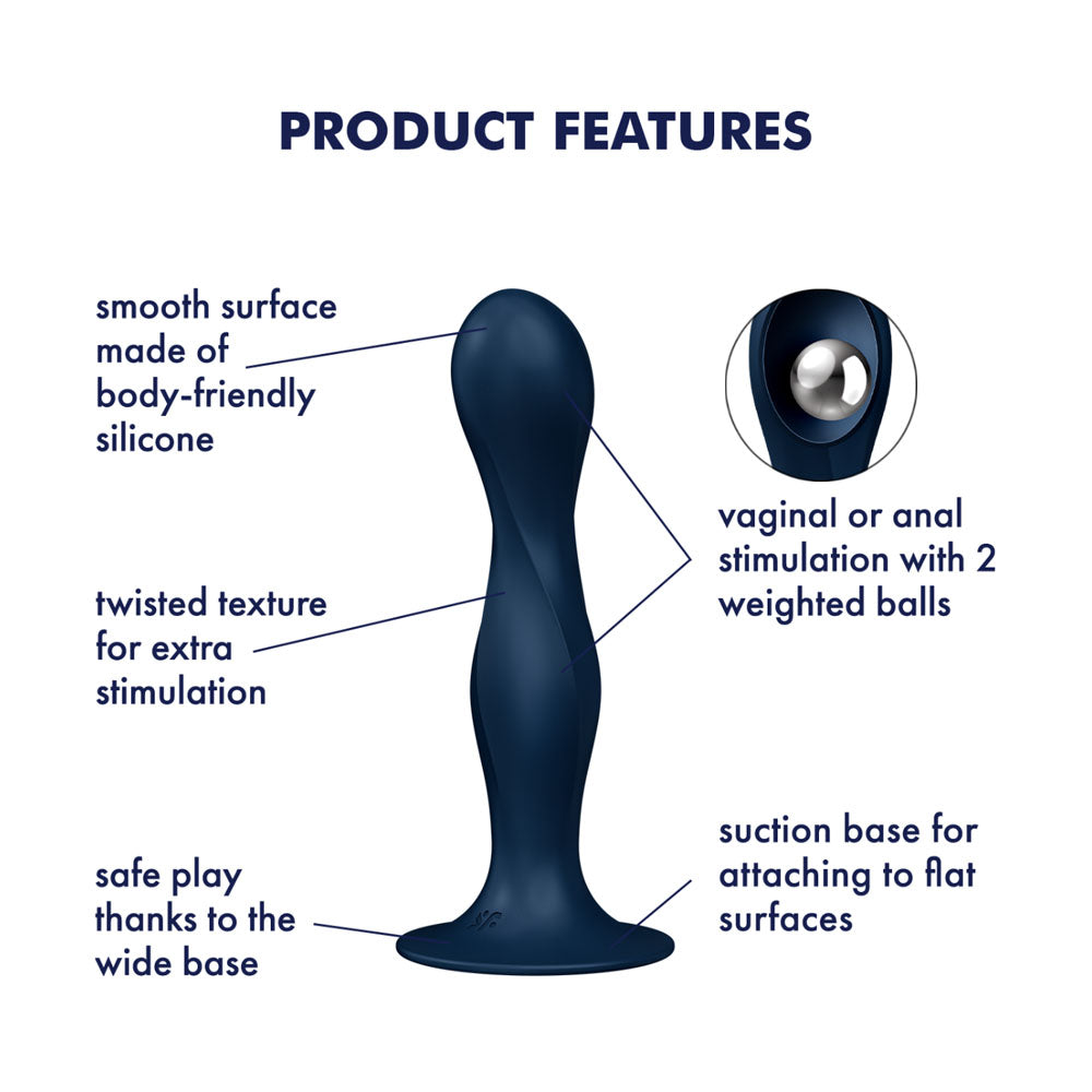 Satisfyer Double Ball-R Kinetic Anal & Vaginal Dildo - Dark