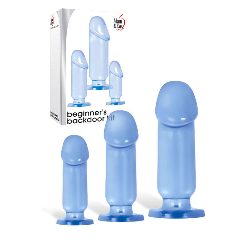 Adam & Eve Beginner's Backdoor Kit - Set of 3 Clear Butt Plugs