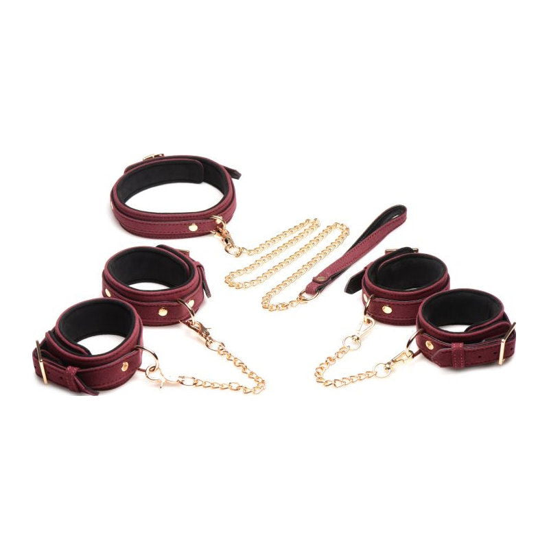 6 Pc Velvet Bondage Set Burgundy - Shhh...