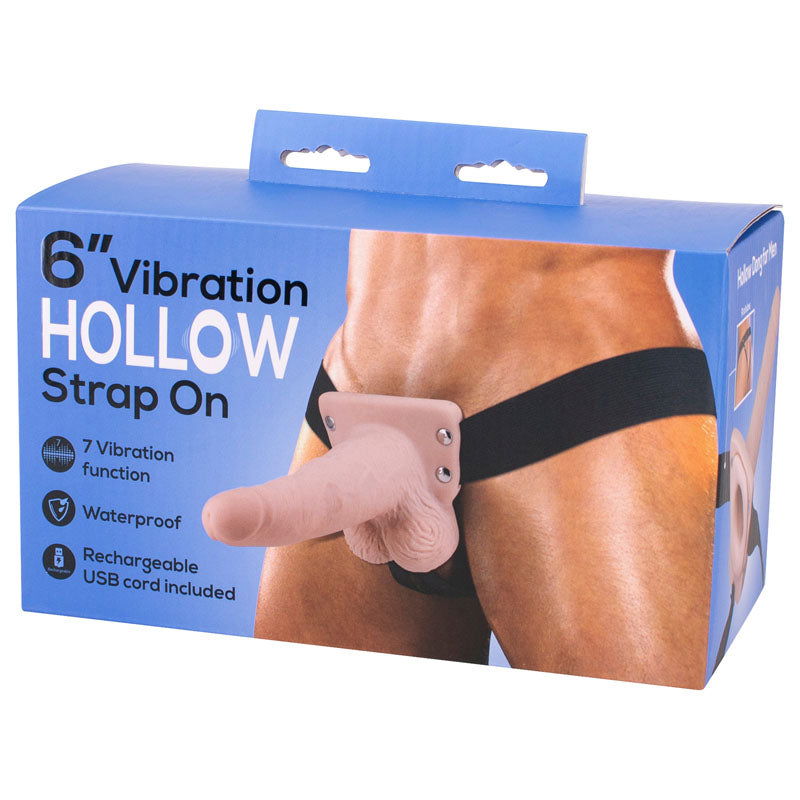 6'' Vibrating Hollow Strap-On - Shhh...