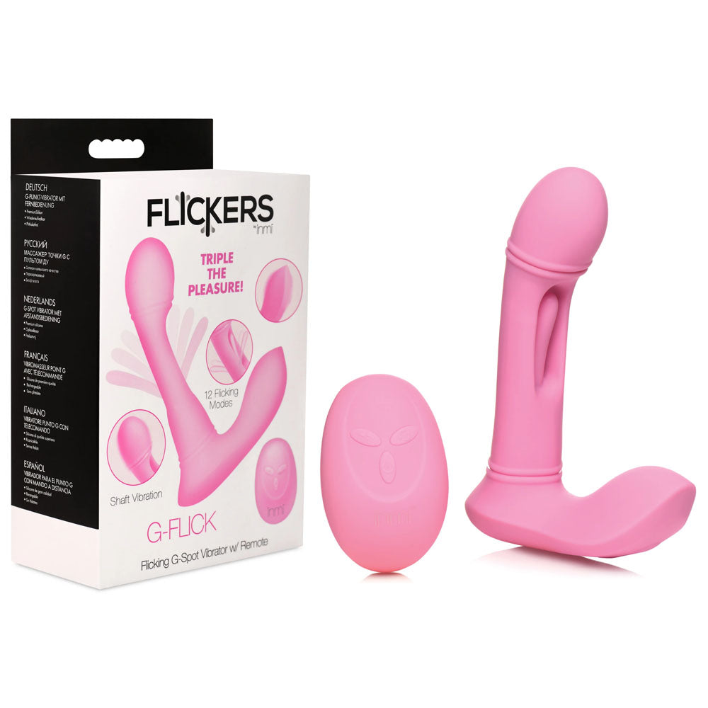 Inmi 15cm Flicking G-Spot Vibrator with Remote - Pink