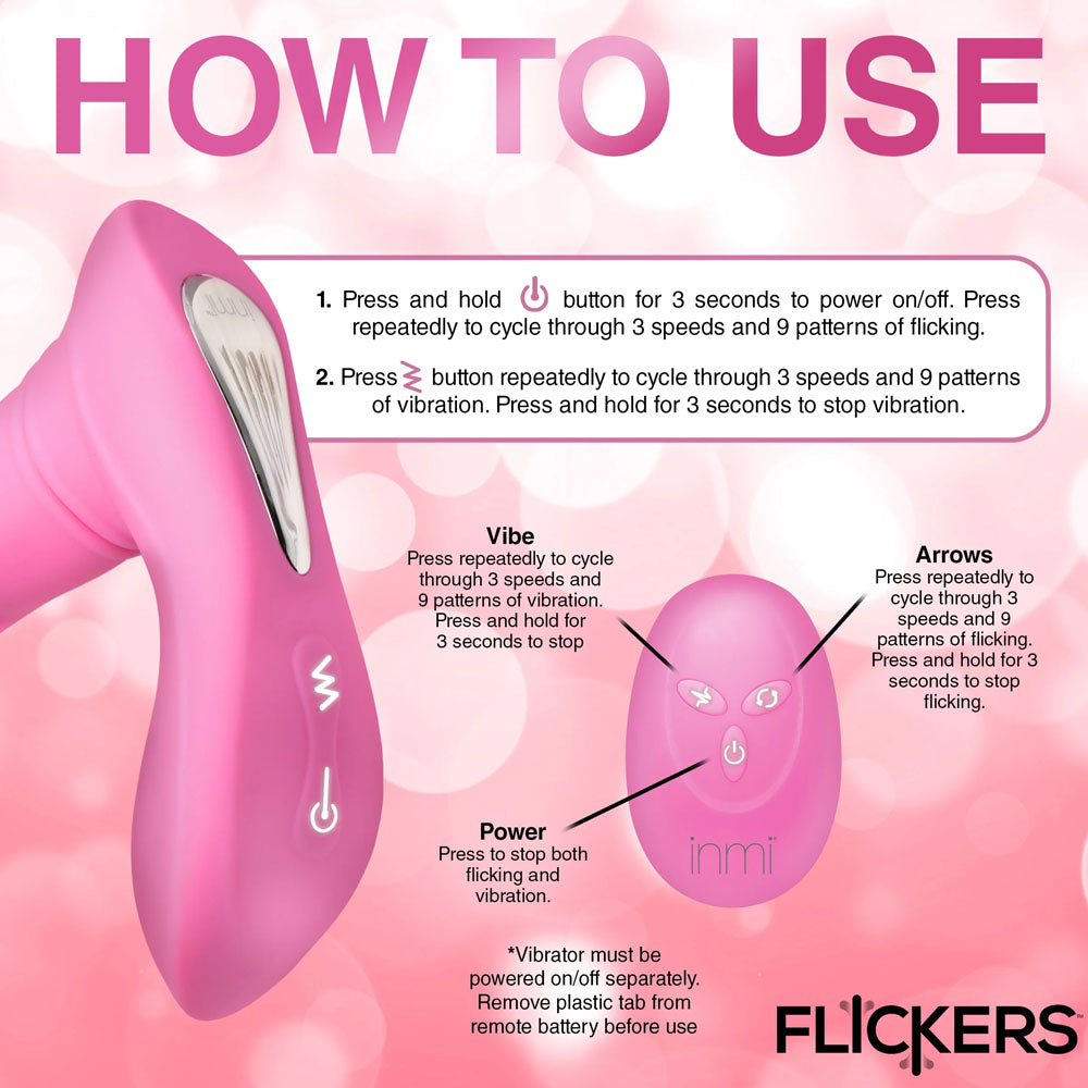 Inmi 15cm Flicking G-Spot Vibrator with Remote - Pink