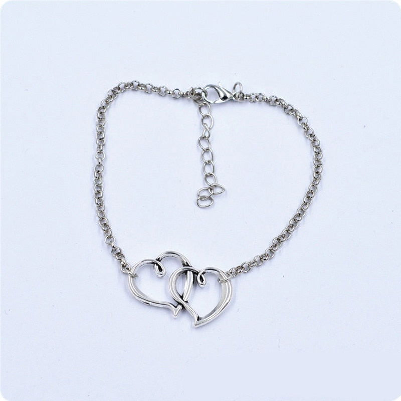 Anklet double heart link silver colour - Shhh...