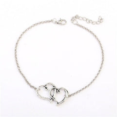 Anklet double heart link silver colour - Shhh...