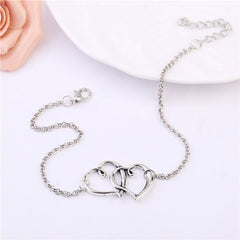 Anklet double heart link silver colour - Shhh...