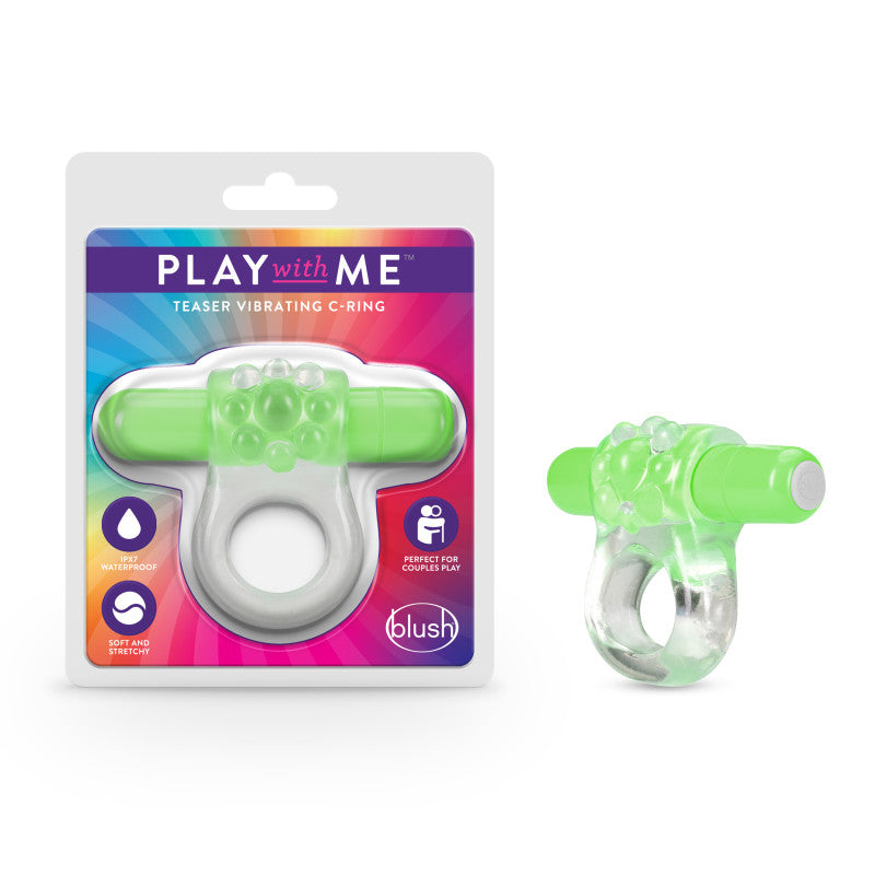 Play With Me Teaser Vibrating Cock Ring - Green