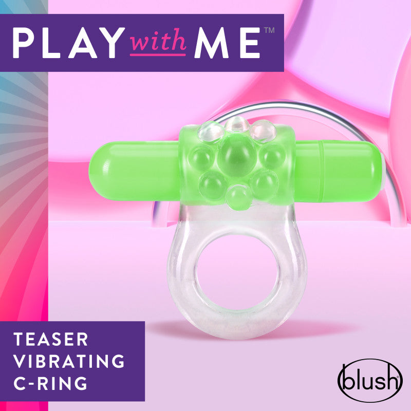 Play With Me Teaser Vibrating Cock Ring - Green