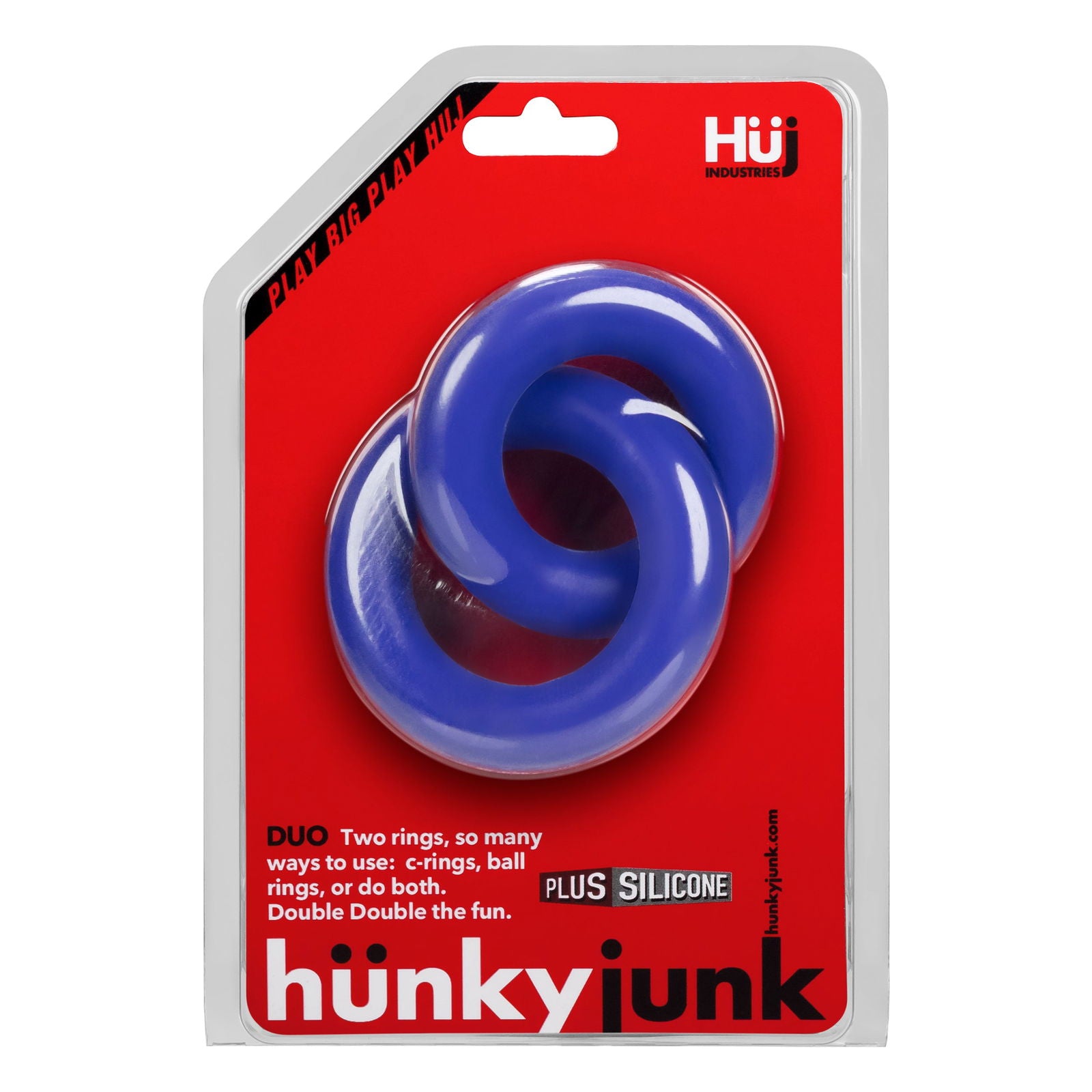 DUO Linked Cock/Ball Rings by Hunkyjunk Cobalt - Shhh...