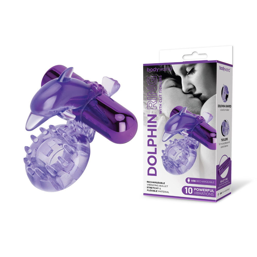 Bodywand Rechargeable Dolphin Ring with Clit Ticklers - Shhh...