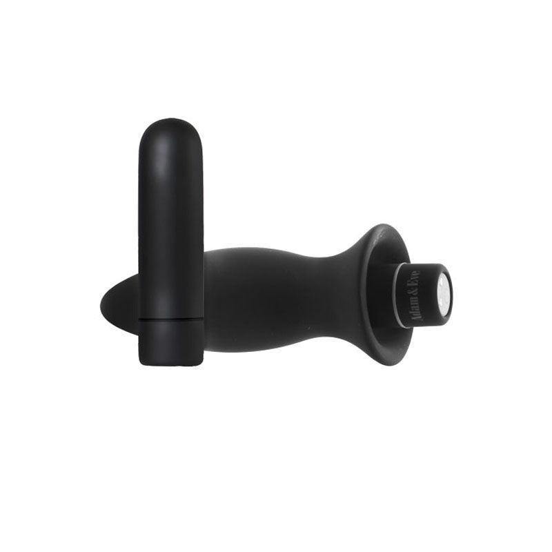 Adam & Eve Silicone Anal Trainer Kit with Rechargeable Vibrating Bullet - Black