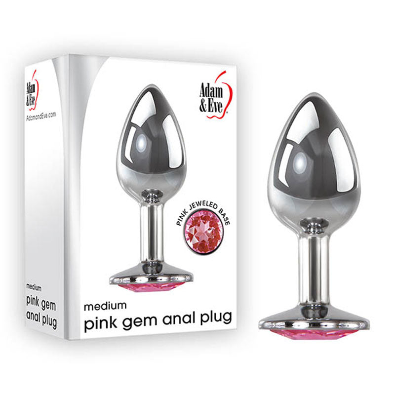 Adam & Eve Metal with Pink Gem Anal Plug - Medium