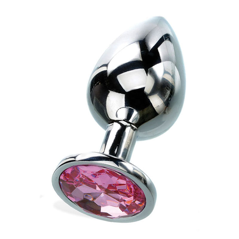 Adam & Eve Metal with Pink Gem Anal Plug - Medium