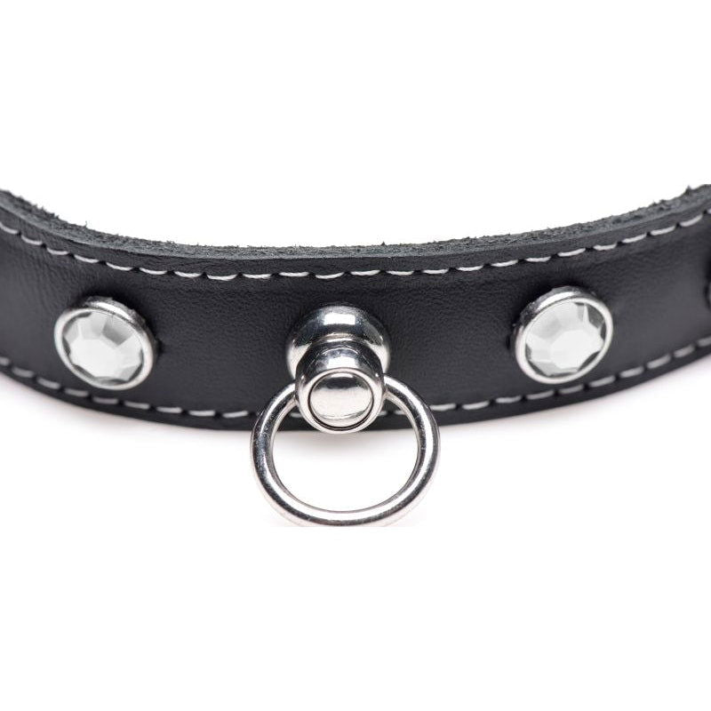 Bling Vixen Leather Choker w/ Clear Rhinestones - Shhh...