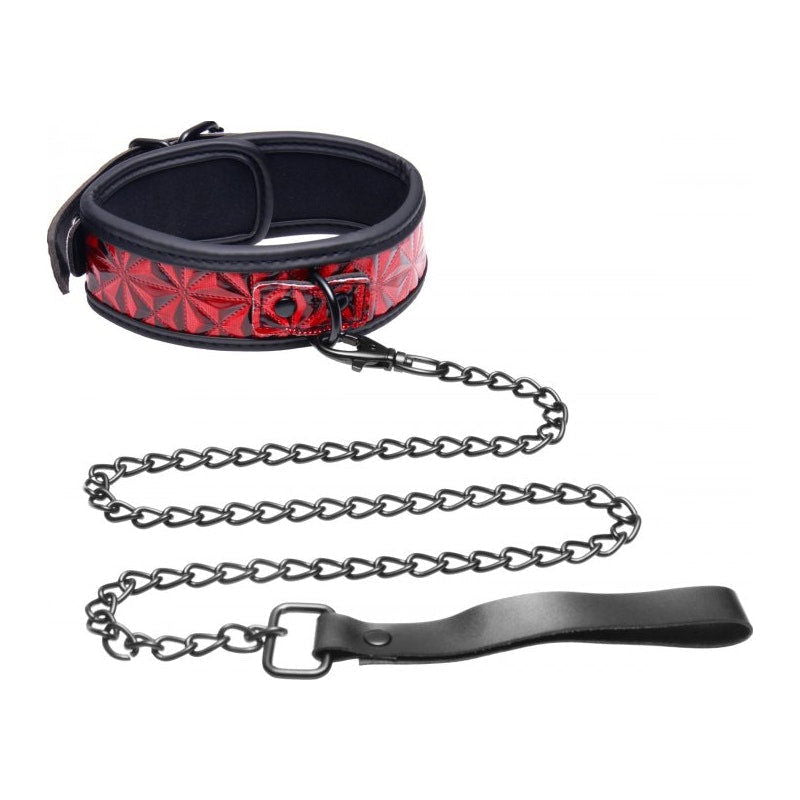 Crimson Tied Chained Collar With Leash - Shhh...