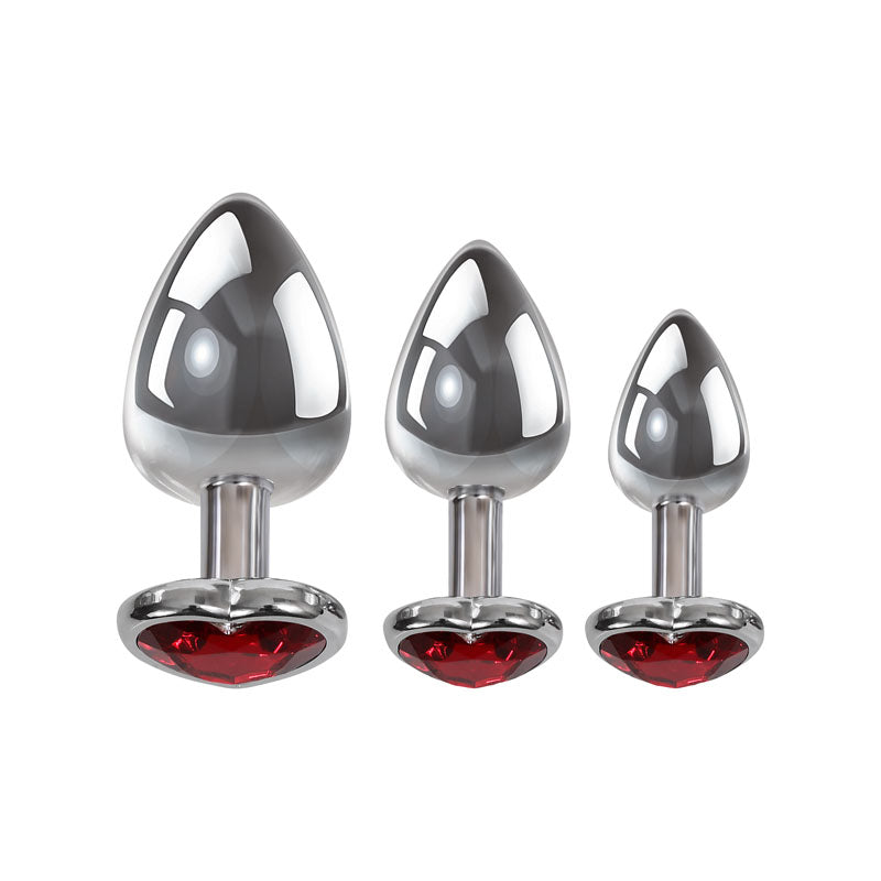 Adam & Eve Three Hearts Gem Metallic Anal Plug Set