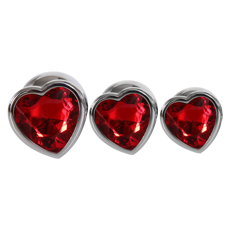 Adam & Eve Three Hearts Gem Metallic Anal Plug Set