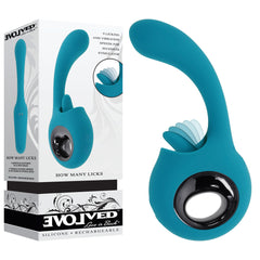 Evolved HOW MANY LICKS 17.8 cm USB Rechargeable Vibrator with Flicking Clit Stimulator