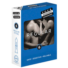 Four Seasons Regular Condoms - Regular Fit Lubricated Condoms - 6 Pack