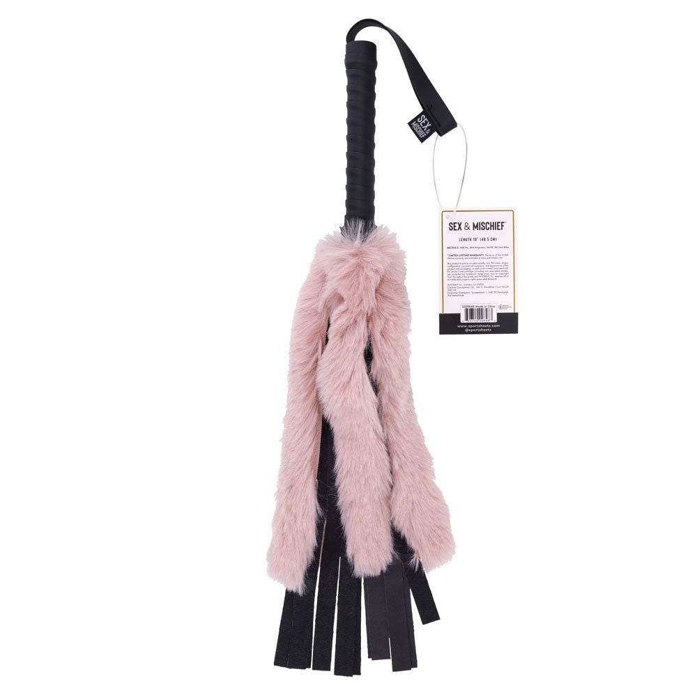 Faux Fur Flogger - Black with Pink - Shhh...