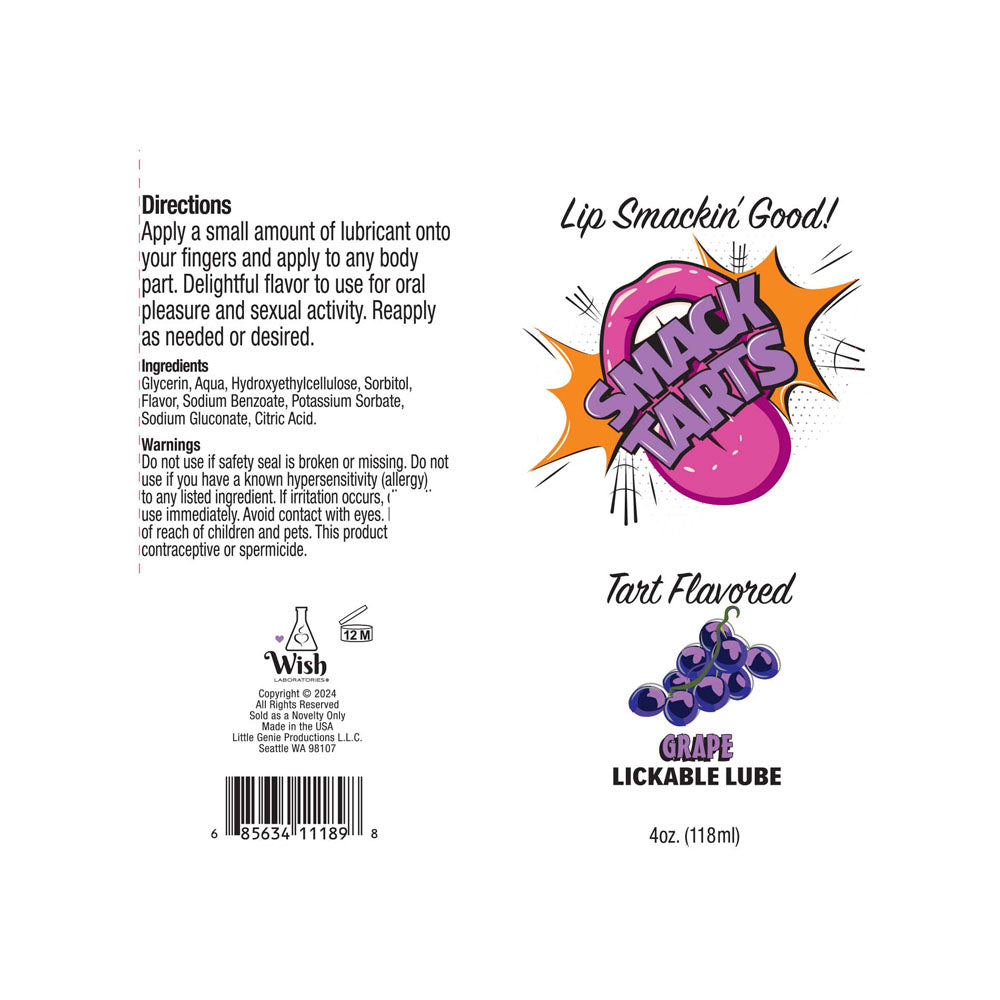 Smack Tarts Sour Grape Flavoured Lubricant - 120 ml Tube