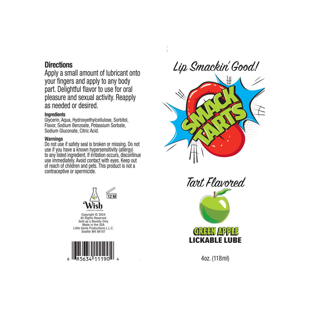 Smack Tarts Sour Green Apple Flavoured Lubricant - 120 ml Tube