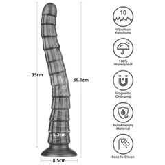 King Size Vibrax Slider 36.8 cm Vibrating Dildo - Grey