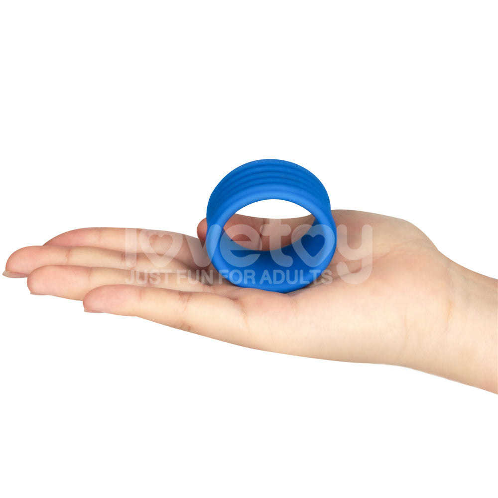 Pinnacle Pro Deep Rib-Grip Cock Ring - Blue