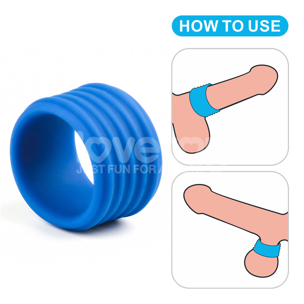 Pinnacle Pro Deep Rib-Grip Cock Ring - Blue