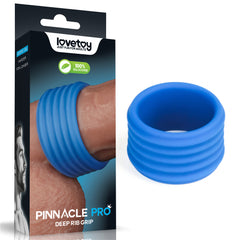 Pinnacle Pro Deep Rib-Grip Cock Ring - Blue