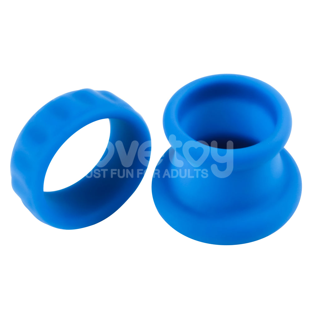 Pinnacle Pro Twin Flex Cock Ring & Balls Stretcher Set - Blue