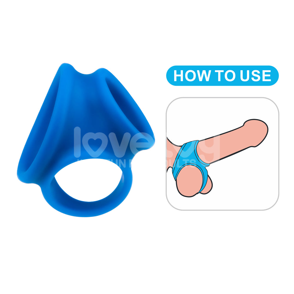 Pinnacle Pro Trio Grip Cock & Balls Ring & Enhancer - Blue