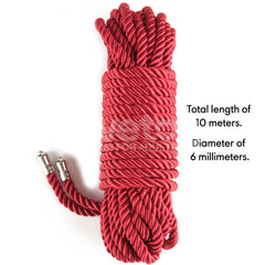 Rebellion Reign Silky Bondage Rope - 10 metre Red