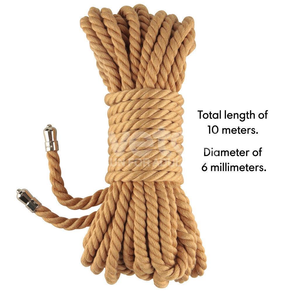 Rebellion Reign Natural Knot Bondage Rope - 10 metres Tan