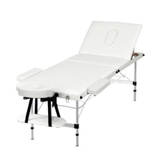 Zenses 3 Fold Portable Aluminium Massage Table White 65cm wide