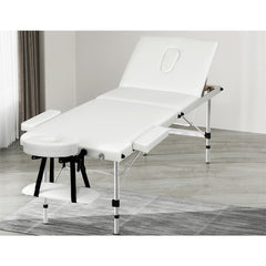 Zenses 3 Fold Portable Aluminium Massage Table White 65cm wide