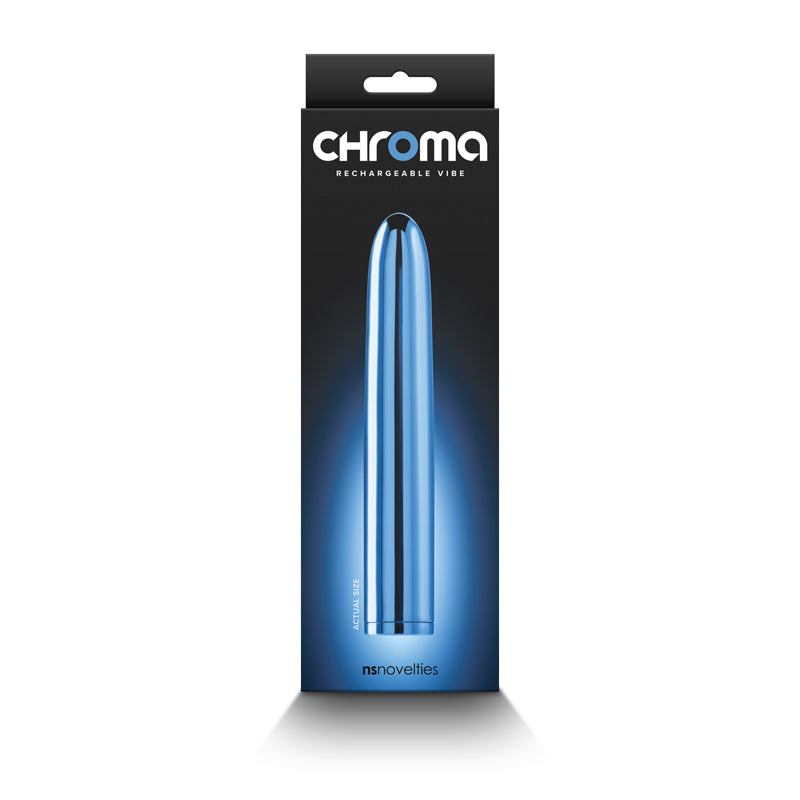 Chroma 17 cm USB Rechargeable Smooth Basic Vibrator - Metallic Blue