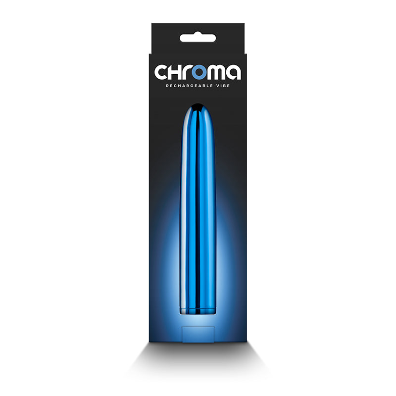 Chroma 17 cm USB Rechargeable Smooth Basic Vibrator - Metallic Blue