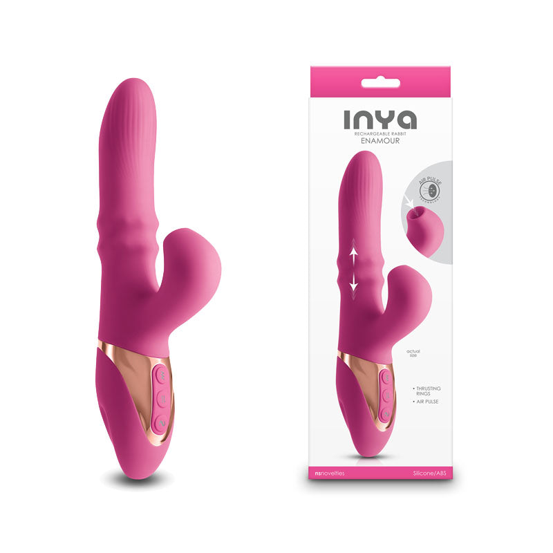 INYA Enamour Rabbit Vibrator with Air Pulse Clit Stimulation - Pink