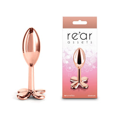 Rear Assets Clover Butt Plug Rose Gold - Small