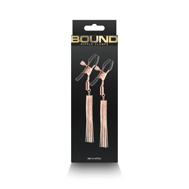 Bound Nipple Clamps with Tassels - Rose Gold