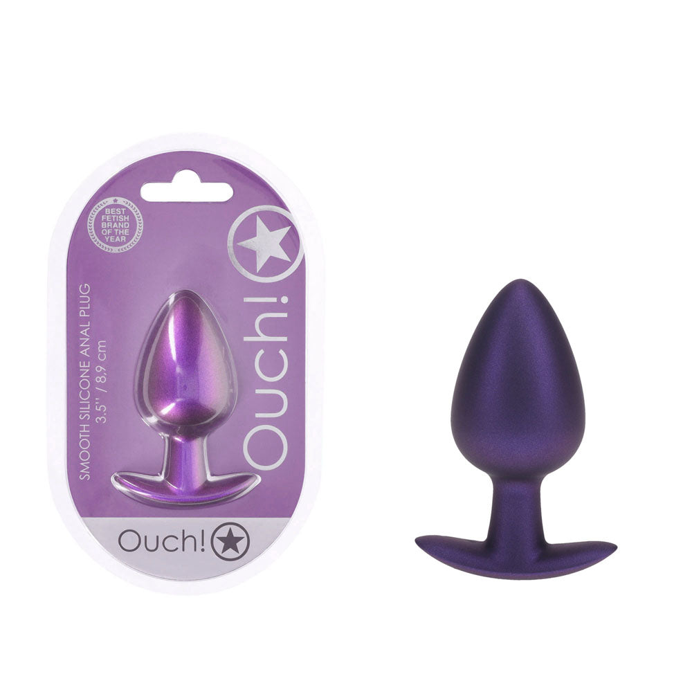 OUCH! Large 8.9 cm Purple Metallic Butt Plug