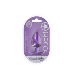 OUCH! Large 8.9 cm Purple Metallic Butt Plug