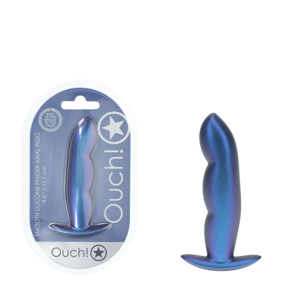 OUCH! Finger 11.7 cm Blue Metallic Butt Plug